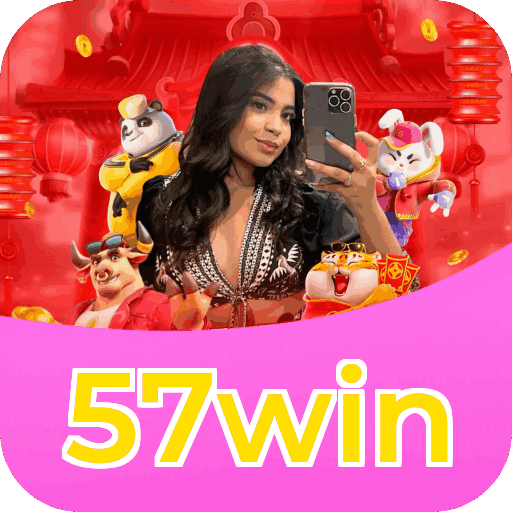 Interface do aplicativo 57win mostrando jogos disponíveis no iOS e Android